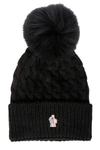 MONCLER LOGO PATCHED WOVEN BEANIE,11483588