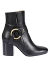 Chloé Ring Detail Leather Boots In Black