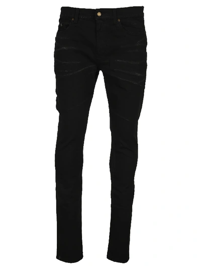 Saint Laurent 15.5cm Skinny Waxed Stretch Denim Jeans In Black