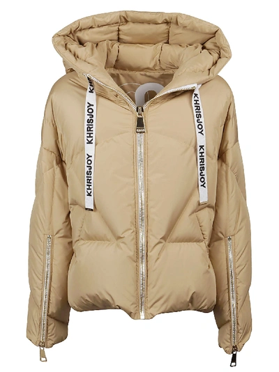 Khrisjoy Logo Drawstring Puffer Jacket In Neutrals