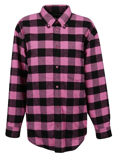 Balenciaga Flannel Shirt In Pink/black