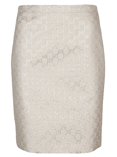 Gucci Logo Pencil Skirt In Gardenia