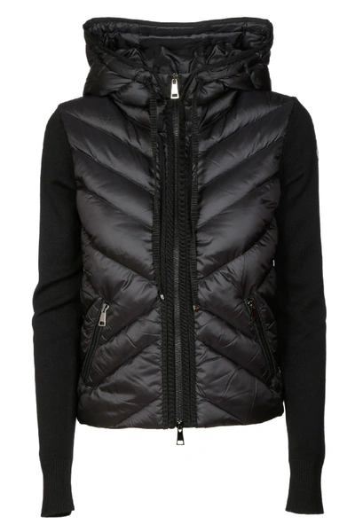 Moncler Ribbed Padded Jacket In Nero