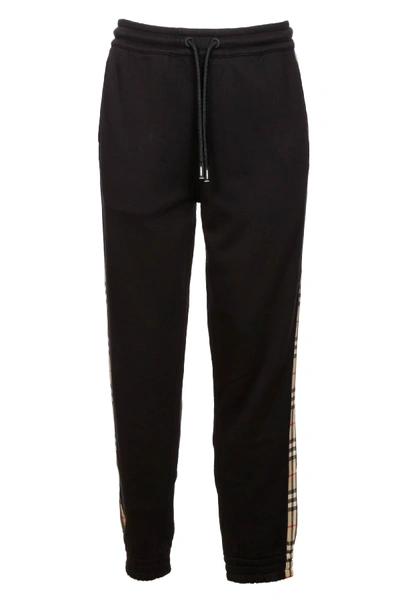 Burberry Arnold Side-striped Cotton Track Pants In Black