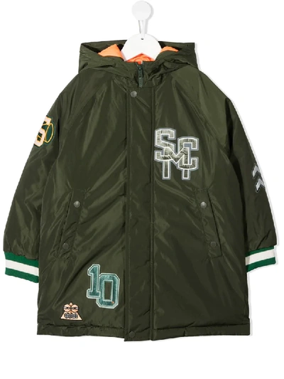 Stella Mccartney Kids' Varsity Badges Padded Coat In Green