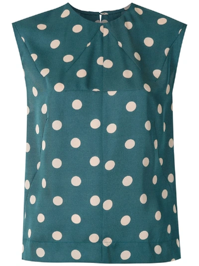 À La Garçonne Dots Print Tank In Green