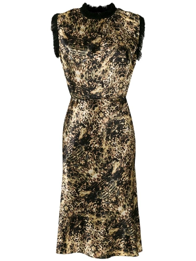 À La Garçonne Animal Print Midi Dress In Black