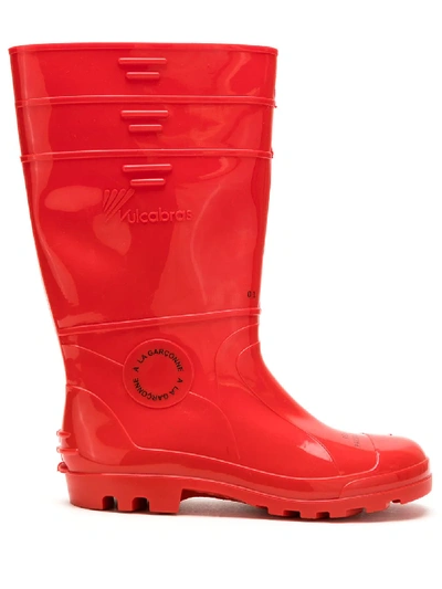 À La Garçonne Calf Length Rain Boots In Red