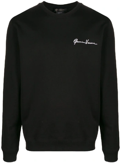 Versace Gv Signature Embroidered Sweatshirt In Black