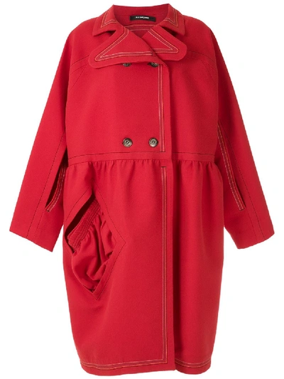 À La Garçonne Side Pockets Oversized Coat In Red