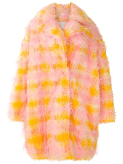À La Garçonne Oversized Furry Coat In Multicolour