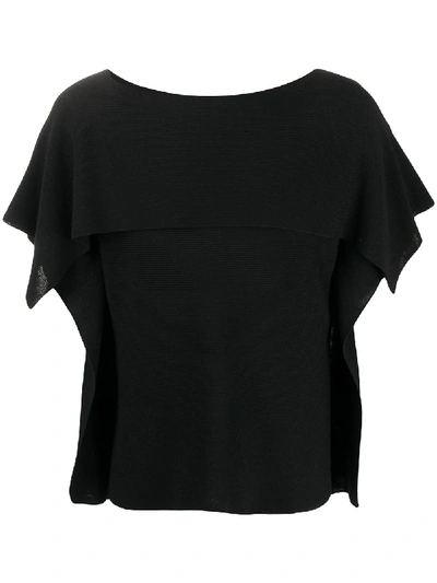 132 5. Issey Miyake Panelled Drape Sleeve Top In Black