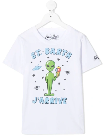 Mc2 Saint Barth Kids' St. Barth J'arrive Print T-shirt In White