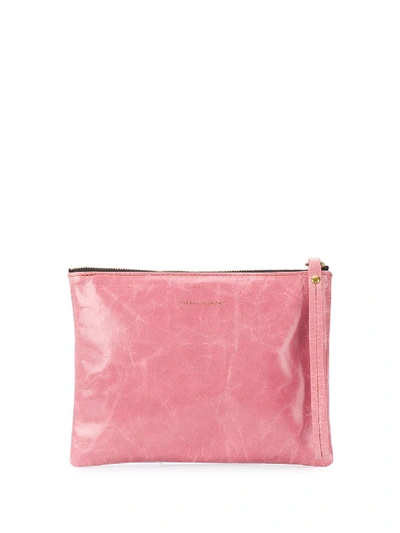 Isabel Marant Crinkle-effect Clutch Bag In Pink