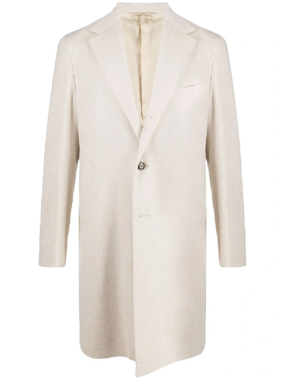 Barba Single-breasted Wool Coat In Neutrals