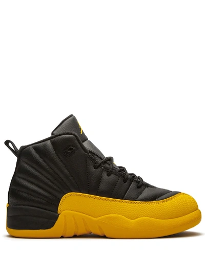 Jordan Kids' Air  12 Retro "university Gold" Sneakers In Black