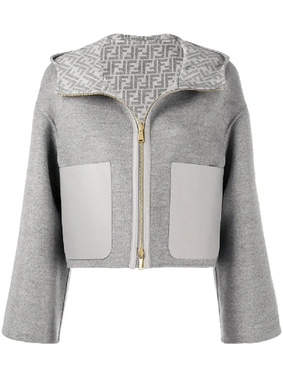 Fendi Reversible Ff Motif Hooded Jacket In Gris