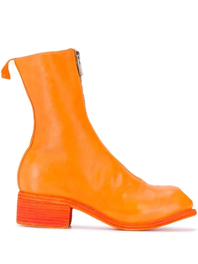 Guidi Front Zip Army Boots Sole Leather In Orange