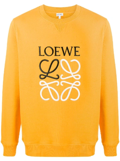 Loewe Anagram-embroidered Crew Neck Sweatshirt In Orange