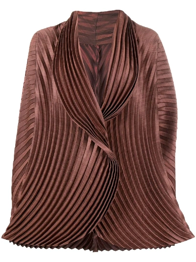 Issey Miyake Pleated Rounded Blazer In Pink