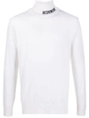 Gcds Embroidered-logo Roll Neck Jumper In White