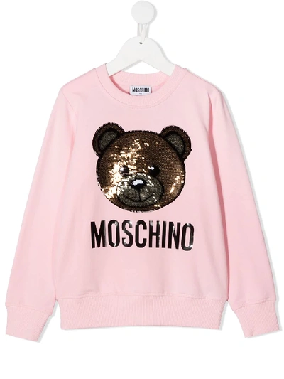 Moschino Kids' Sequined Logo Sweatshirt In Pink
