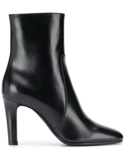 Saint Laurent 90mm Jane Leather Ankle Boots In Black