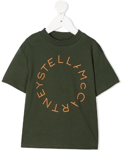 Stella Mccartney Babies' Circle-logo T-shirt In Green