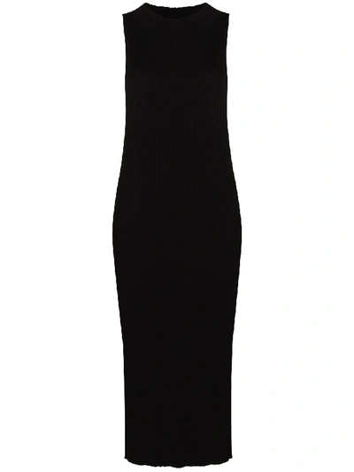 Ninety Percent Ribbed Tencel-blend Midi Dress In Black