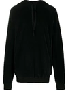 HAIDER ACKERMANN VELVET HOODIE WITH EMBROIDERY AT REAR