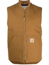 Carhartt Zipped Canvas Gilet In Brown
