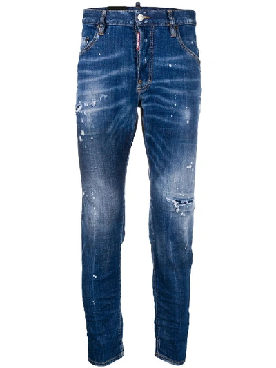 Dsquared2 Skinny Jeans With Experienced Effect In Blau