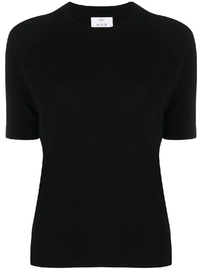 Allude Cashmere Knit T-shirt In Black