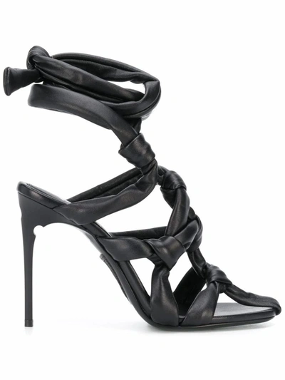 Off-white Knotted Leather Sandals In Black