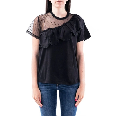 Red Valentino Women's Tr0mg05t5500no Black Cotton T-shirt