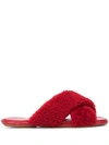 Rosetta Getty Flat Crossover Sandals In Red