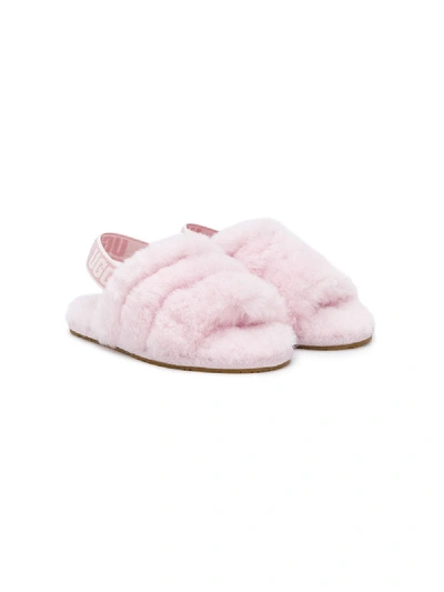 Ugg Kids' Slingback Shearling Sandals In Pink