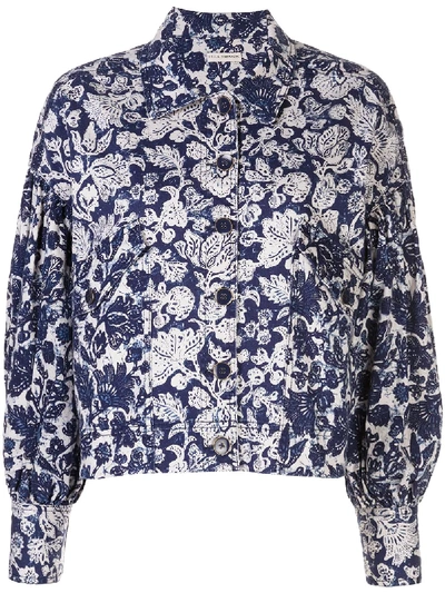 Ulla Johnson Griffin Floral-print Denim Jacket In Blue