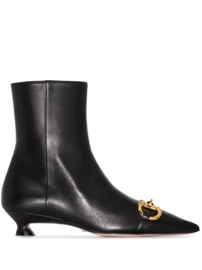 Gucci 35mm Deva Leather Ankle Boots In Black