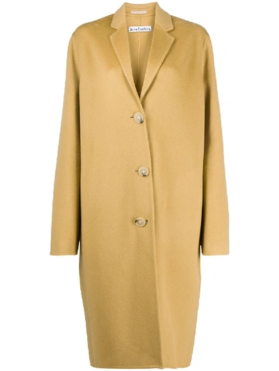 Acne Studios Single-breasted Wool Coat Straw Yellow