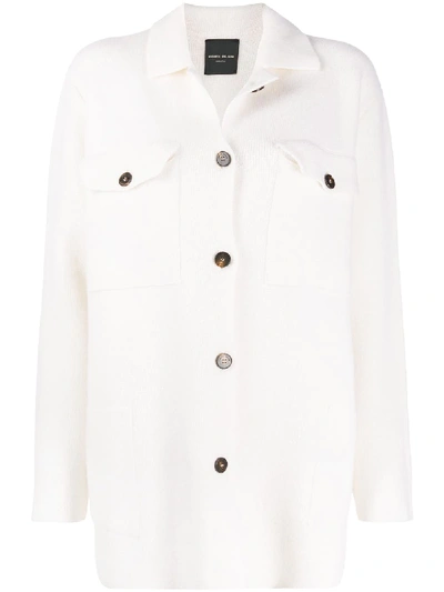 Roberto Collina Flap Pocket Knit Shirt In White