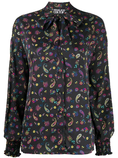 Versace Jeans Couture Paisley Print Shirt In Black
