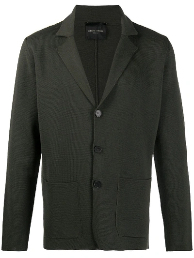 Roberto Collina Narrow Lapel Cardigan In Green