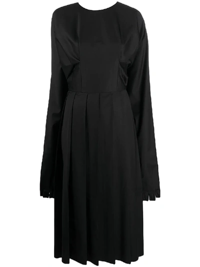 Natasha Zinko Glove-cuff Pleated Skirt Midi Dress In Black