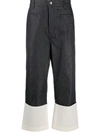 LOEWE CONTRASTING PANEL CROPPED JEANS