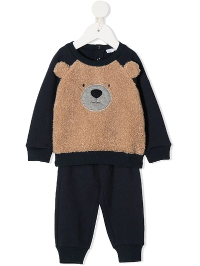 Il Gufo Babies' Teddy Bear Tracksuit Set In Blue