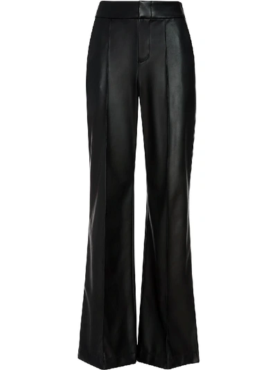 Alice And Olivia Dylan Vegan Leather High Waist Wide Leg Pant In Black