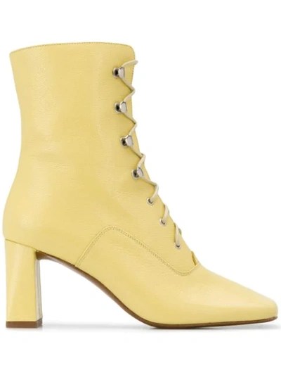 By Far Claude Lace-up Ankle Boots In Yellow