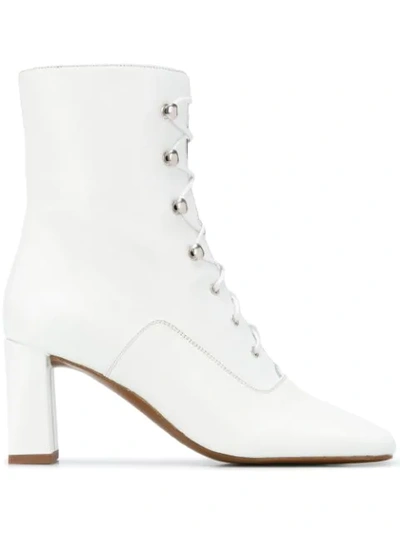 By Far Claude Lace-up Ankle Boots In White