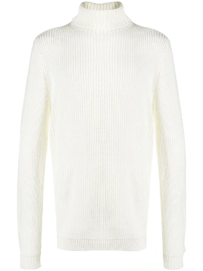 Family First Knitted Roll Neck Jumper In White
